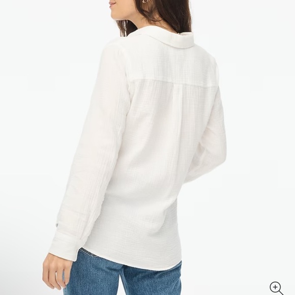 J crew white gauze button up shirt size S‎ summer travel lightweight beach - Picture 3 of 9